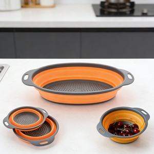 Multifunctional Foldable Food Grade Silicone Sink <b>Drain</b> <b>Basket</b> Colander Set for Home Kitchen Use Dishwasher Safe - Product Image 2
