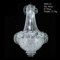 Lustre de luxe en métal de fer de 12 têtes lustre de couronne d'or avec le cristal de perle pour la décoration de plafond de mariage