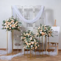 Colonnes de cristal de rose de mariage en soie faites à la main modernes, centre de table de haute qualité, arrangement floral de table, 60x40x60cm