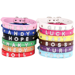 2025 Quchonpet Wholesale <b>Cheap</b> Plain Personalized Name Alphabet Leather Dog Collar With Sliding Letters - Product Image 2