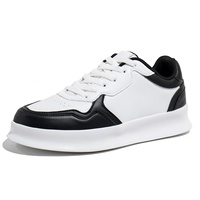 Baskets décontractées pour hommes à semelle épaisse, lacets, empeigne en cuir synthétique, color block, respirantes, chaussures tendance