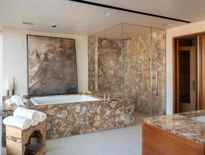 แผ่นไม้กึ่งมีค่าสำหรับตกแต่งแผงผนังวิลล่าหินฟอสซิลปะการังสีน้ำตาลหรูหรา - Product Image 2