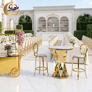 Stainless Steel Mirror <b>Bar</b> High Top Cocktail <b>Table</b> with Modern Design for Wine Cellar & Outdoor Use - Product Image 4