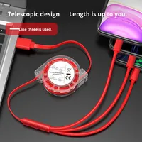 Kabel Data Type-C 3-in-1 Retractable Konduktor Tembaga Murni Multi-Fungsi Pengisian Daya Transfer Data Selubung PVC Cetakan Pribadi BJC