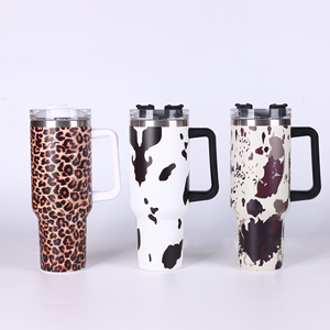 Bò Leopard bóng chày in ấn tùy chỉnh 40oz phiêu lưu dập tắt đôi tường thép không gỉ chân không cách nhiệt Tumbler với xử lý - Product Image 1