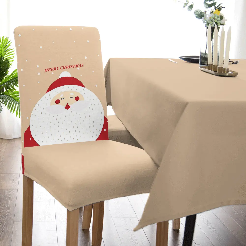 Fancy Good Quality Santa Claus Printed Kitchen Seat Covers High Quality Christmas Chair Covers For Living Room