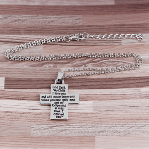 Collar ZRM de Aleación de Zinc con Colgante de Cruz y Huellas, Joyería de Moda con la Frase 'Dijo <span class=keywords><strong>Dios</strong></span>: Mi Hijo, <span class=keywords><strong>Te</strong></span> <span class=keywords><strong>Amo</strong></span>', Estilo Punk para Hombre - Product Image 2