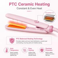 Fer à lisser et à boucler Torlin Pink Aluminium 2-en-1 avec écran LED pour camping-car et usage domestique - Outil de coiffage multi-températures