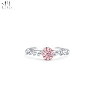 Anillo de Oro Blanco Sólido de 18K con Diamantes Rosados Naturales de Alta Calidad, Serie de Joyería de Diamantes Rosados de Lujo - Product Image 1