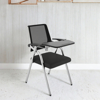 Chaise de conférence de formation exécutive à roulettes, design moderne, multifonctionnelle, en tissu, avec base en acier inoxydable, accoudoirs fixes