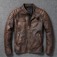 Veste de moto en cuir vintage pour homme sur mesure, coupe ajustée, multi-poches, fermeture éclair, fabrication d'usine TKAN1039