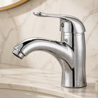 Robinet de lavabo moderne et contemporain à poignée unique, monotrou, en alliage de zinc avec cartouche céramique, pour salle de bain et chambre à coucher