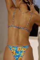 Maillot de bain sexy pour femmes et filles, micro string, imprimé floral, avec bordure perlée, en tissu REPT, personnalisable en usine (OEM)