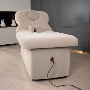 Chaise de beauté faciale moderne pliable et réglable de luxe et lit de salon de spa pour les cils avec cadre en bois et éponge haute densité - Product Image 4
