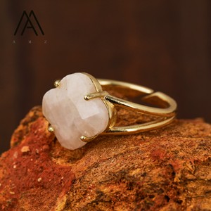 Кольцо в форме цветка из натурального драгоценного камня, граненые, высококачественные ювелирные изделия на заказ - Product Image 3