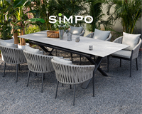 Ensemble de meubles d'extérieur modernes et légers SIMPOLIFESTYLE, ensemble de salle à manger de luxe STRADA pour jardin, balcon, aluminium extensible