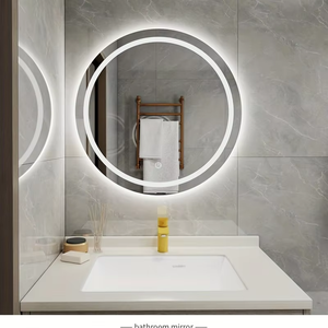 CF sin marco <span class=keywords><strong>de</strong></span> lujo redondo iluminado inteligente <span class=keywords><strong>de</strong></span> montaje en pared <span class=keywords><strong>baño</strong></span> Interruptor táctil pantalla <span class=keywords><strong>espejo</strong></span> <span class=keywords><strong>de</strong></span> <span class=keywords><strong>baño</strong></span> con luz Led - Product Image 2