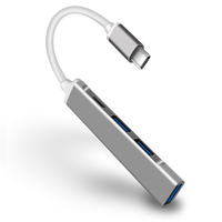 Mini Hub extenseur en alliage d'aluminium de Type C USB 3.0, Module privée, 4 en 1