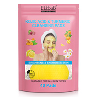 ELBBUB 40 Almohadillas Limpiadoras Faciales Reafirmantes y Energizantes para la Piel, Exfoliantes e Iluminadoras, con Cúrcuma y Ácido Kójico