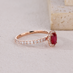 Gran Oferta personalizada Buena entrega 18K oro rosa real diamante natural y corte ovalado joyería fina anillo de compromiso uso diario para mujer - Product Image 6