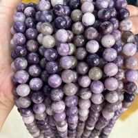 Perles rondes en Lépidolite naturelle violet lilas, pierres étoilées violettes, perles en vrac pour bracelet, collier, bijoux faits à la main. Couleur: # 59