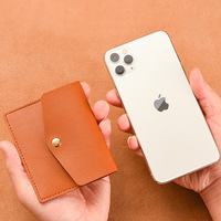 Dompet Mini semua dalam satu wanita, tas kosmetik multifungsi Ultra tipis, tempat kartu kompak, dompet koin, kancing PU penutup
