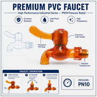 Robinet en PVC transparent de Chine, Robinet anti-corrosion pour l'irrigation, usage domestique et extérieur, vente en gros, OEM