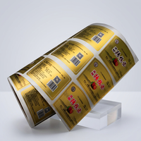Etiqueta Adhesiva Personalizada para Botellas de Vino con Impresión en Dorado, Rollo de Etiquetas Autoadhesivas Impermeables con Código QR y Código de Barras para Alimentos y Bebidas