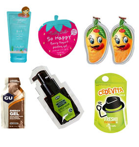 Sac irrégulier de Mylar de nourriture de cercle de forme ronde de bande <span class=keywords><strong>dessin</strong></span>ée avec la machine de conditionnement de fenêtre claire Échantillons cosmétiques empaquetant le sac découpé avec des matrices de taille spéciale imprimée par coutume spéciale irrégulière - Product Image 4