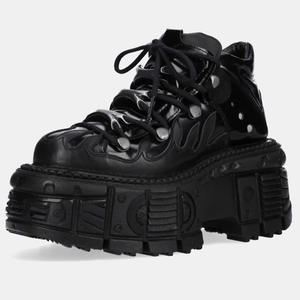 Unisex inek derisi deri yüksek üst baba ayakkabı kış <span class=keywords><strong>Punk</strong></span> Rock tarzı Metal platformu kalın taban dantel-up kapatma yüksekliği artan - Product Image 1