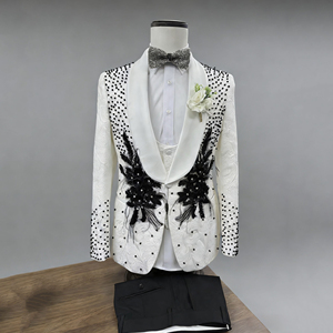 <span class=keywords><strong>Costume</strong></span> de luxe pour <span class=keywords><strong>homme</strong></span>, ensemble 3 pièces, mariage, affaires, smoking <span class=keywords><strong>noir</strong></span> brillant avec strass, coupe ajustée, design élégant - Product Image 2