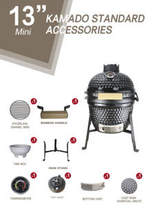 <span class=keywords><strong>Parrilla</strong></span> de Cerámica Tipo Kamado AUPLEX OEM para Barbacoa Comercial de 13, 15, 18, 21, 23.5, 26, 27 y 29 Pulgadas, Asadores de Carbón para Exteriores - Product Image 2