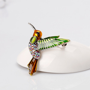 Broche oiseau en émail multicolore huile de goutte à goutte diamant sertissage animal petit oiseau broches épingles vêtements corsage pour dames - Product Image 5