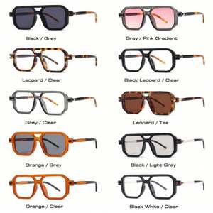 Gafas de Sol Personalizadas con Montura Cuadrada Poligonal, Anti-Luz Azul, con Doble Puente, para Hombre y Mujer - Product Image 4