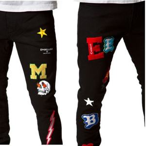 Jeans pour hommes de style européen, coupe skinny, en denim noir, fabrication sur mesure en gros - Product Image 3