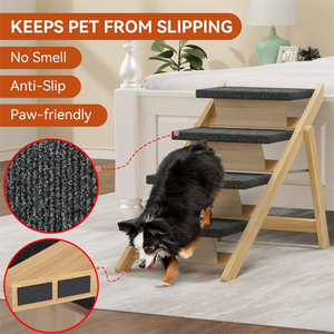 Foldable 4-<strong>Step</strong> Wood <strong>Dog</strong> Ramp Non-Slip Pet <strong>Steps</strong> Wooden <strong>Dog</strong> Stairs for Small Medium <strong>Dogs</strong> Cats <strong>Beds</strong> - Product Image 6
