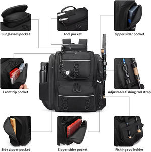 Mochila para aparejos de pesca-Bolsa de Equipo Impermeable de gran capacidad con soportes para caña, bolsa de pesca al aire libre multifuncional para almacenamiento de señuelos - Product Image 5