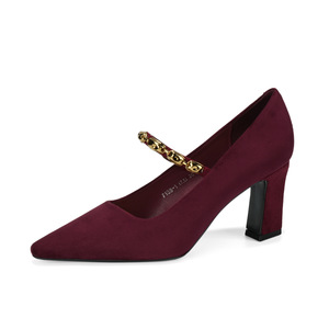 Zapatos de tacón alto de gamuza con punta puntiaguda y decoración de hebilla para mujer, talla 35 7188-1 - Product Image 4