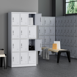 Armoire casier en acier à 12 portes, grise, avec serrures électroniques à combinaison, idéale pour salle de sport ou rangement de chaussures pour employés - Product Image 3