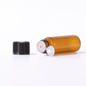 Botella de vidrio con cuentagotas Euro ámbar reciclable de 5ml con tapa de plástico a prueba de manipulaciones para uso en envases cosméticos - Product Image 1