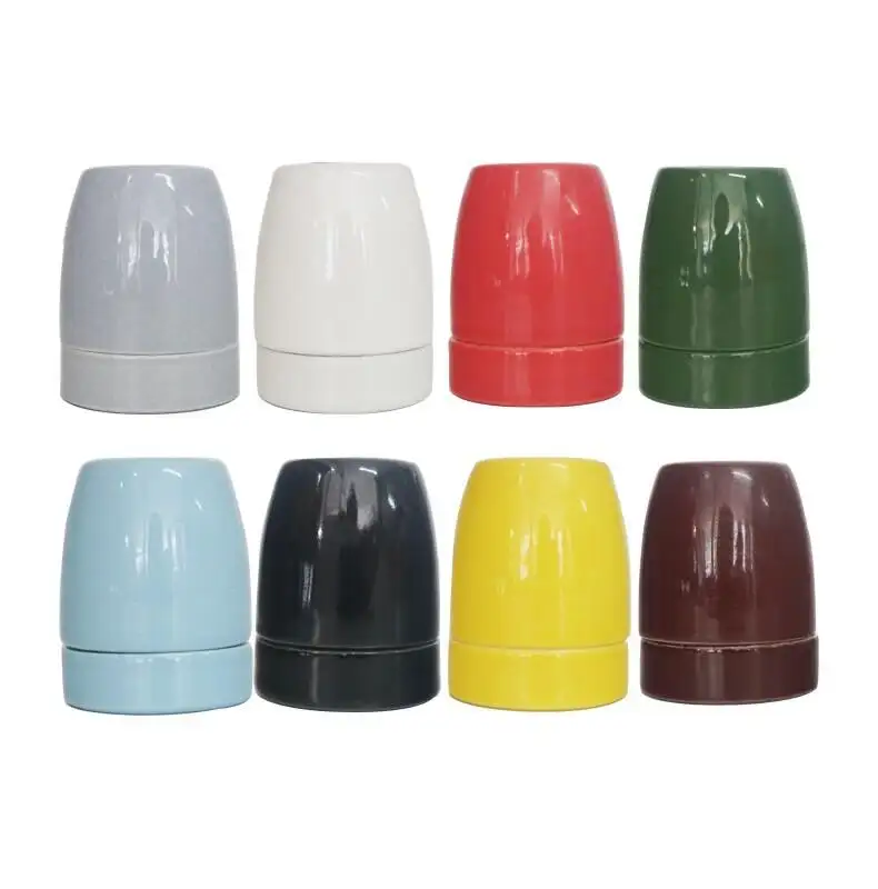 New design colorful porcelain socket ceramic lamp holder E27 E26 for edison bulb