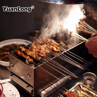 Grill à charbon de bois semi-encastré en acier inoxydable, écologique et durable, style coréen, taille personnalisable, pour mini-kebab commercial