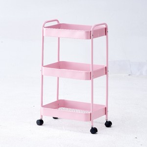 Hiện đại 3-Tier kim loại xe đẩy giỏ hàng với giỏ lưu trữ đa chức năng di chuyển cán Giá để sử dụng nhà - Product Image 3