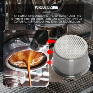 Prix de gros 1 pièce Porte-filtre sans fond en acier inoxydable écologique 51 mm 4 tasses Filtre à café réutilisable Panier <span class=keywords><strong>Delonghi</strong></span> - Product Image 5