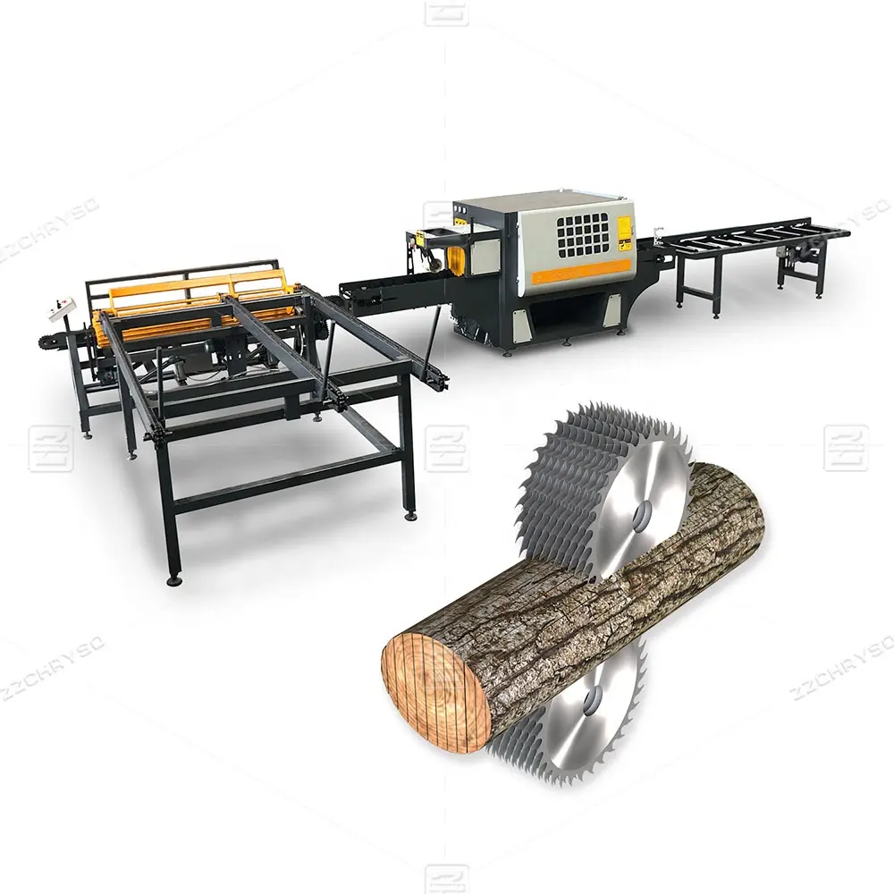 Automatic Log Multi Blade Ripsaw Log Cutting Saw Machine Lumber Gang Rip Sawmill