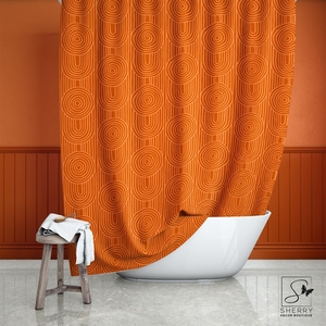 <span class=keywords><strong>Rideau</strong></span> <span class=keywords><strong>de</strong></span> <span class=keywords><strong>Douche</strong></span> Imperméable en Tissu 100% Polyester Orange Brûlé à <span class=keywords><strong>Motif</strong></span> Géométrique Circulaire, Style Bohème Abstrait, Vente en Gros - Product Image 1