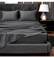 Parure de lit double face moderne en fibre de bambou 400TC, motifs imprimés, couleurs et tailles personnalisables, comprenant drap plat et housse de couette