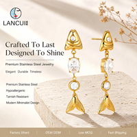 Boucles d'oreilles pendantes anti-allergie en acier inoxydable avec breloque poisson style bohème pour femme, bijoux de mode bohème