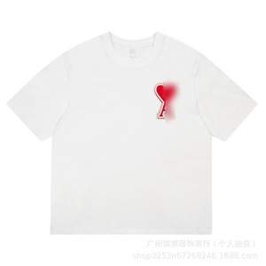 Camiseta de Verano de Algodón Puro de Alto Gramaje de Marca de Moda para Comercio Exterior Amy, Unisex, Estampada y Bordada, Cuello Redondo, Holgada - Product Image 2