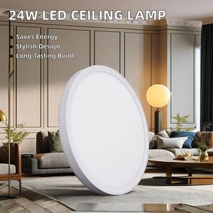 Slim Flush Mount <b>LED</b> <b>Ceiling</b> Lamp ABS 100lm CRI 80 <b>Dimmable</b> Modern Style for Living Room Kitchen Bedroom AC Power Source - Product Image 2